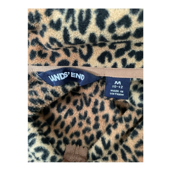 Lands’ End Leopard Print Fleece Tunic Pullover Half Zip Women’s M 10-12 Cozy - Picture 5 of 6
